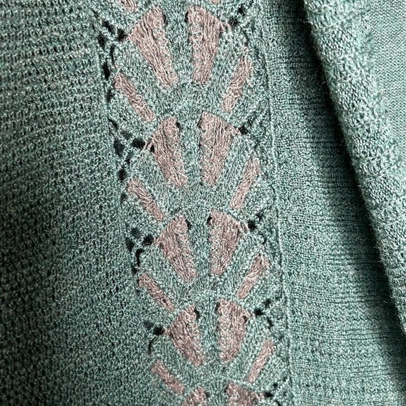 Anthropologie Lace Wool Cardigan Green Size Small - Picture 3 of 5
